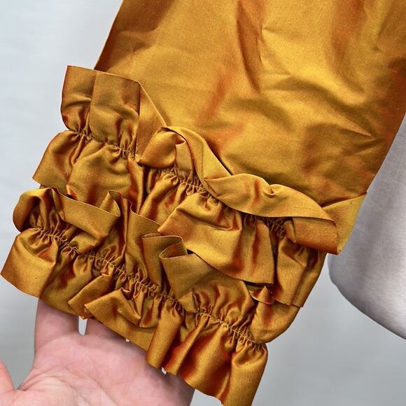 Richard K Tsao Womens Size ? Hand Woven Thai Silk Gold Belaro Ruffle Jacket - Picture 3 of 14